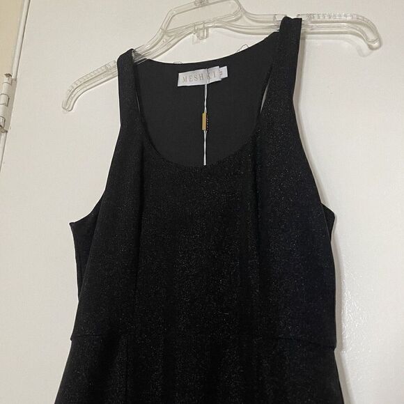 NEW MESHKI eva low scoop mini shimmer black dress size medium - Picture 2 of 8